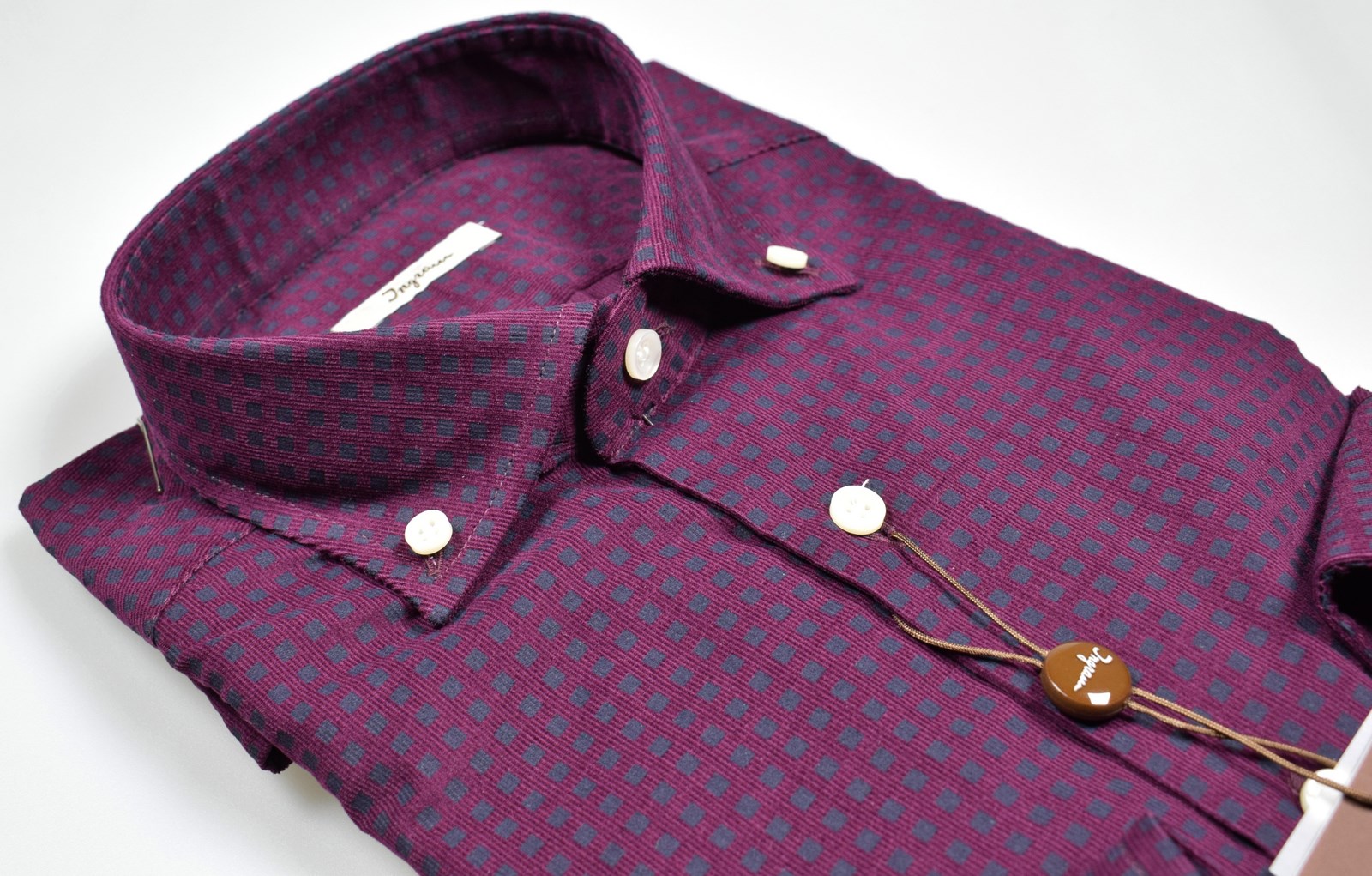 Ingram Camicia bordeaux ingram in velluto stampato regular fit