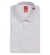 Pure white slim fit stretch cotton shirt 