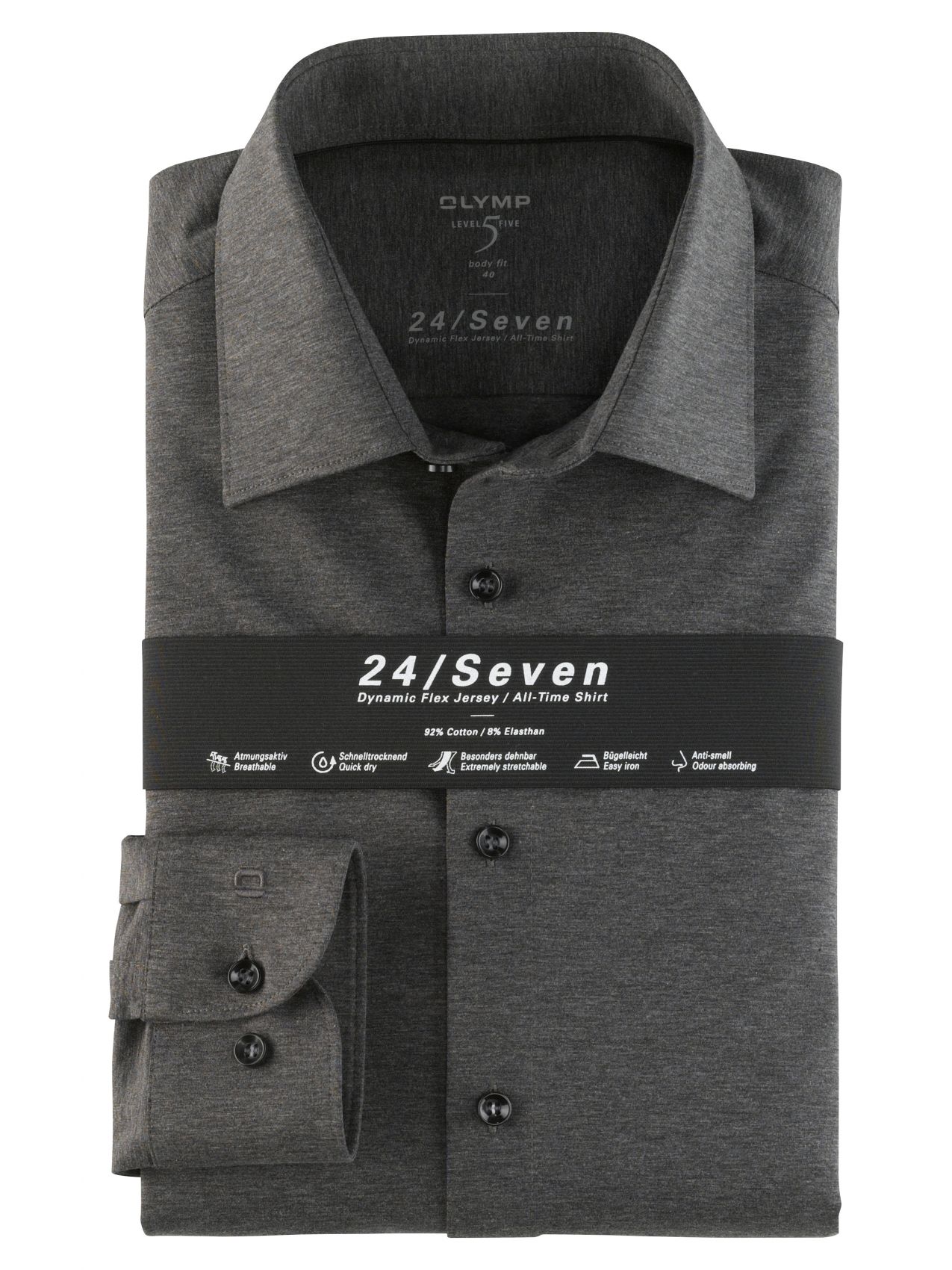 Olymp Camicia olymp level five in jersey grigio scuro slim fit