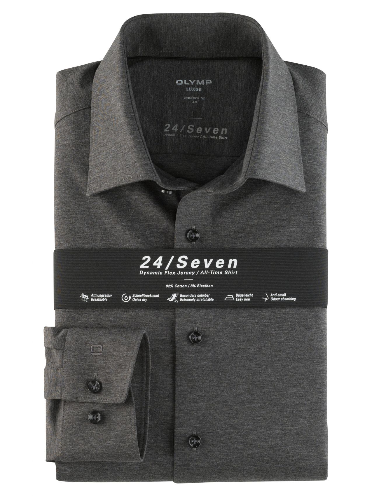 Dark grey Olymp Luxor men's shirt in Jersey modern fit - Italian