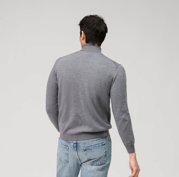 Olymp medium grey turtleneck sweater in extra fine merino wool