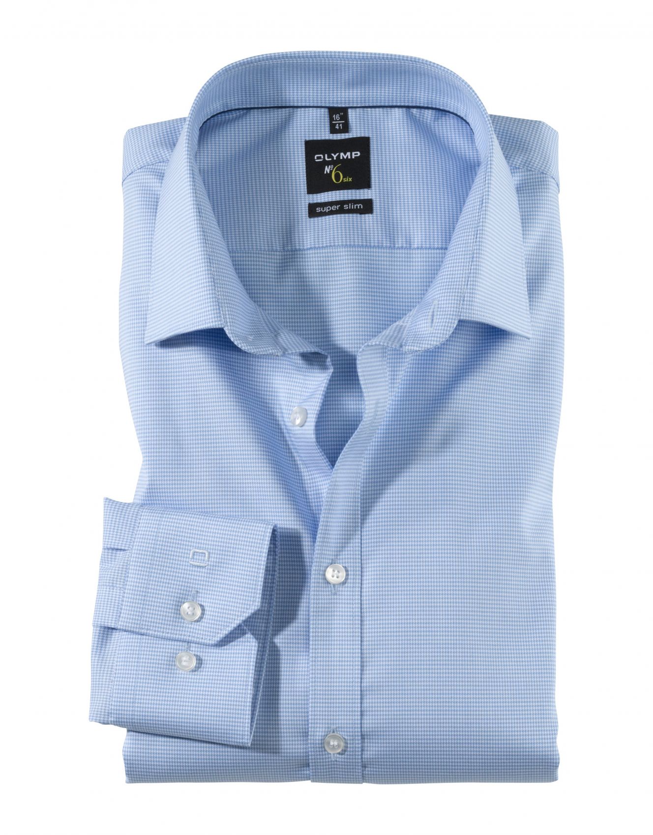 Olymp Checkered Shirt Light Blue Super Slim Fit - Sale -20% New