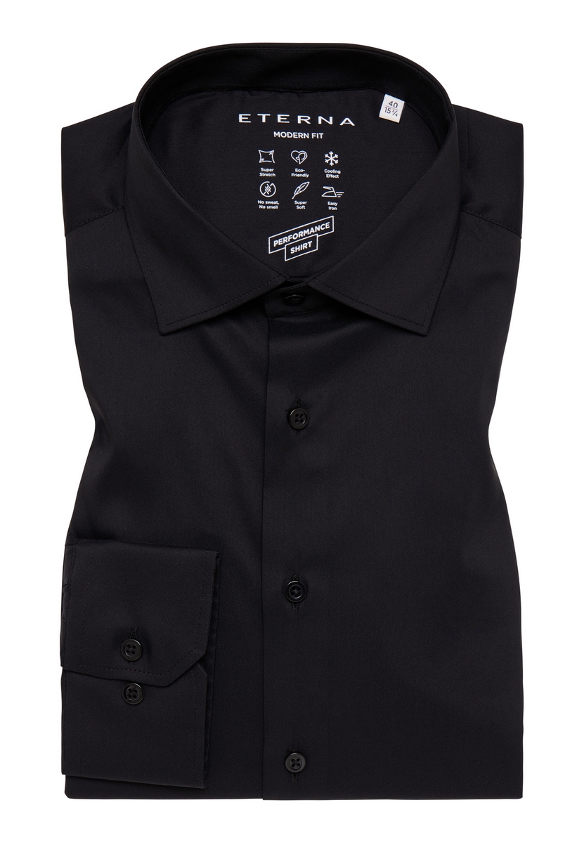 Camicia nera eterna modern fit tessuto performante