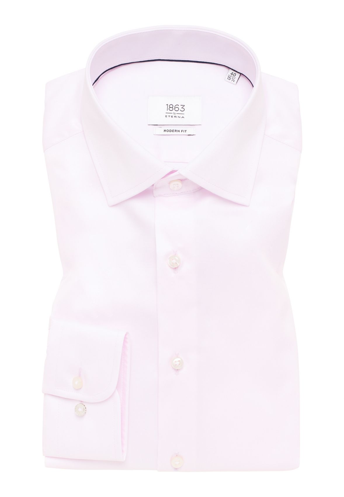 Camicia rosa eterna modern fit in cotone twill no stiro