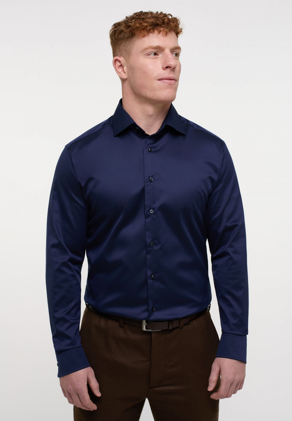 Men\'s dark blue Modern Cotton Sale Iron Fit Shirt – No Eterna Premium Twill