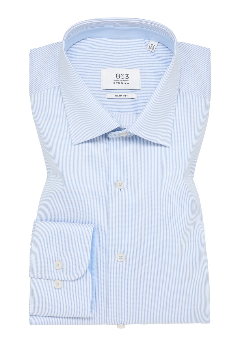 Camicia uomo celeste Eterna Modern Fit – Cotone Premium Twill No stiro Saldi