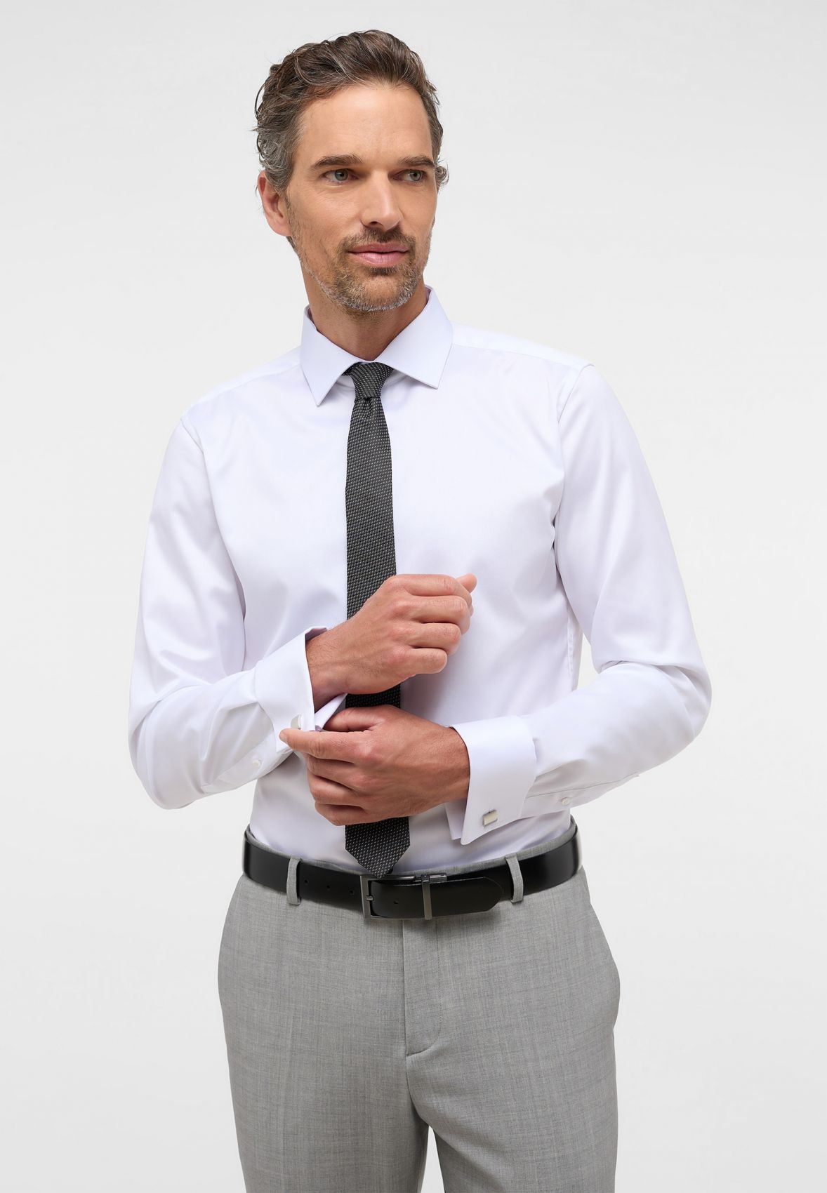 Men\'s formal shirt for cuff formal cufflinks wear White slim fit - Men\'s Sale