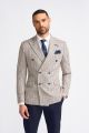 Beige checked jacket with slim fit double-breasted cavani