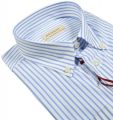 Camicia pancaldi a righe azzurro regular fit cotone stretch 