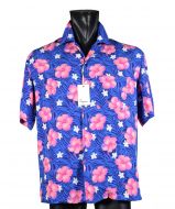 Hawaiian floral patterned ingram shirt with bowling collar 