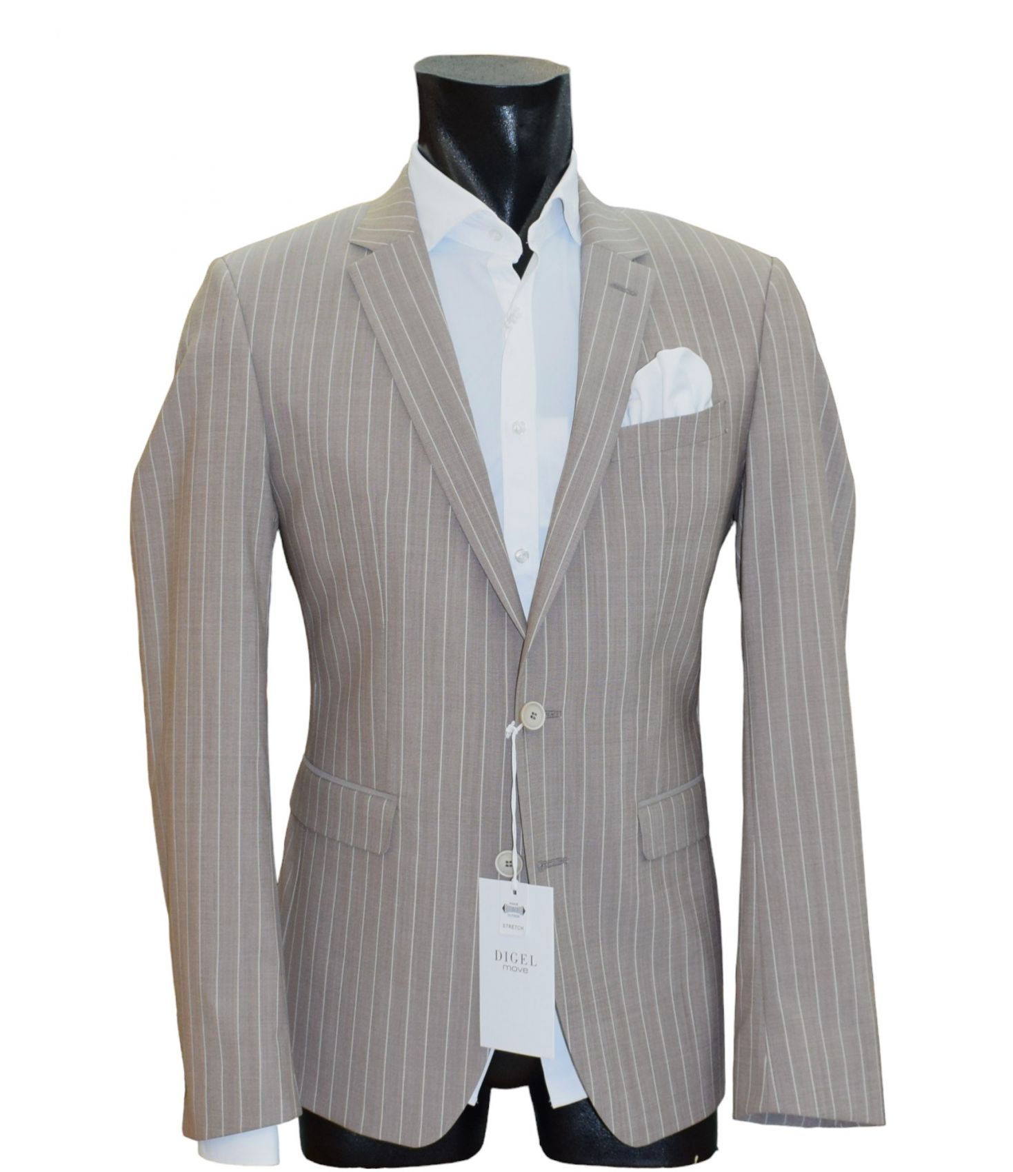 Digel Move Abito beige gessato digel in lana marzotto extra slim fit