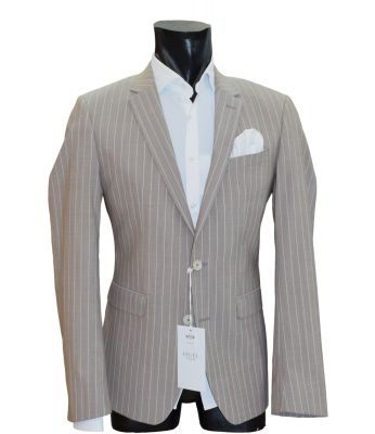 Abito beige gessato digel in lana marzotto extra slim fit