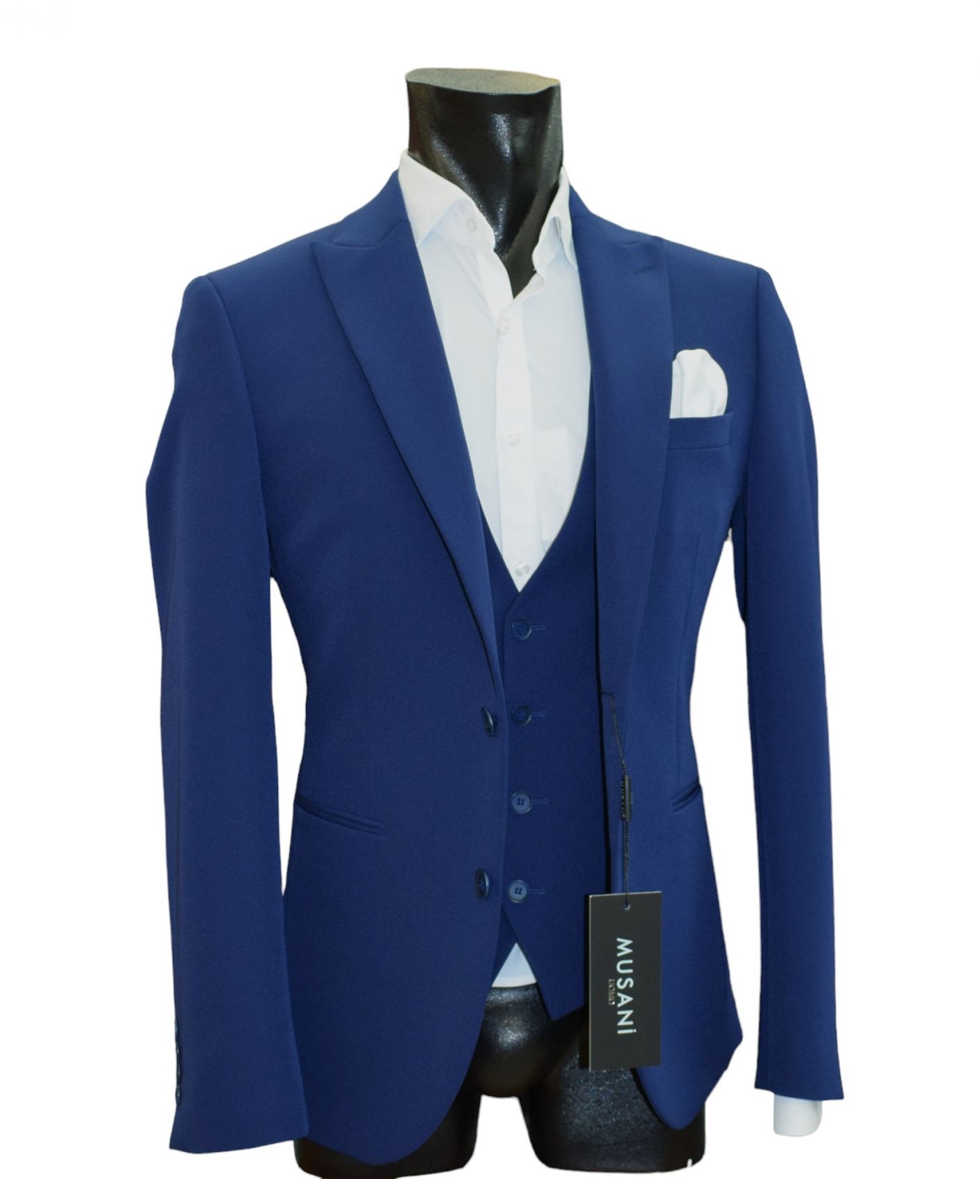 Musani Milano Cerimonia Abito musani bluette con gilet slim fit