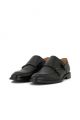 Black digel shoe with double buckle in calfskin