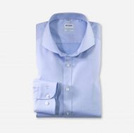 Olymp light blue slim fit cotton twill stretch shirt easy ironing