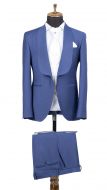 Navy blue groom's suit with shawl collar