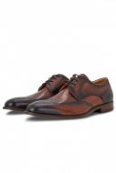 English derby shoe in cognac color, elegant digel in genuine leather