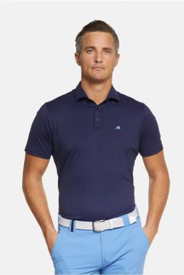 Blue marine meyer polo shirt with technical performance fabric