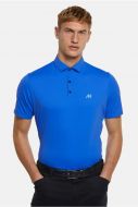 Electric blue meyer polo shirt with technical performance fabric