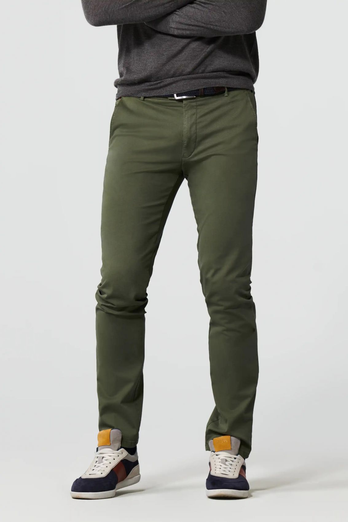 Meyer Pantalone verde oliva meyer cotone bio stretch modern fit