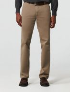 Beige meyer trousers in stretch drop cotton four comfort fit