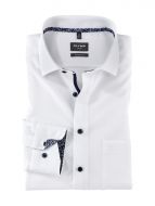 Modern fit white olymp shirt with breast pocket