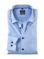 Modern fit light blue checkered olymp shirt with breast pocket