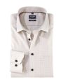 Camicia olymp a quadrettini beige modern fit con taschino