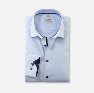 Olymp level five light blue slim fit stretch cotton shirt