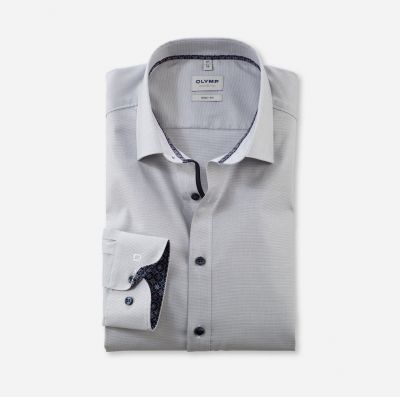 Olymp level five grey mastic slim fit stretch cotton shirt 