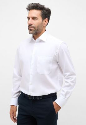 Eterna comfort fit white shirt in no-iron poplin