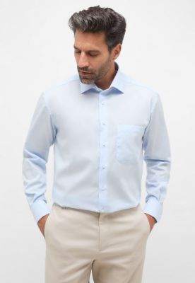 Camicia celeste eterna comfort fit in popeline no stiro