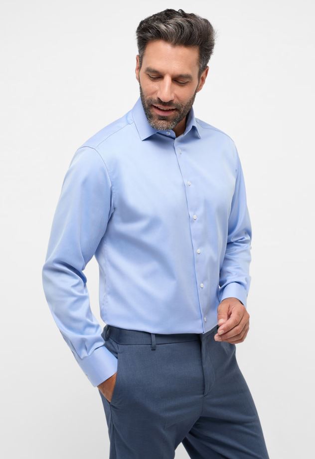 Eterna Camicia azzurra eterna modern fit collo classico italiano