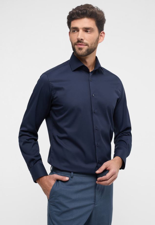 Eterna Camicia blu eterna modern fit collo classico italiano