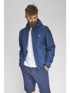 Modern fit blue sailing hooded sports jacket 