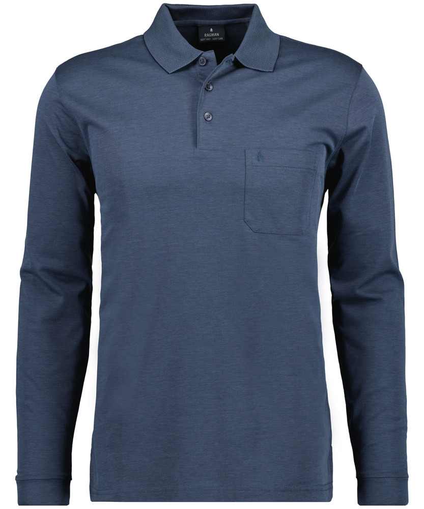 Ragman Polo azzurra con taschino ragman no stiro modern fit