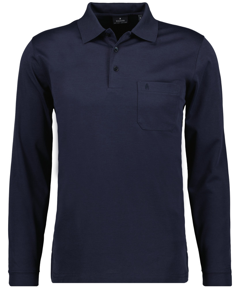 Dark Blue Polo Shirt No Iron Long Sleeve Ragman Sales 15 Men s Clothing