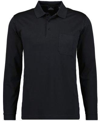 Black polo shirt with ragman no-iron pocket modern fit