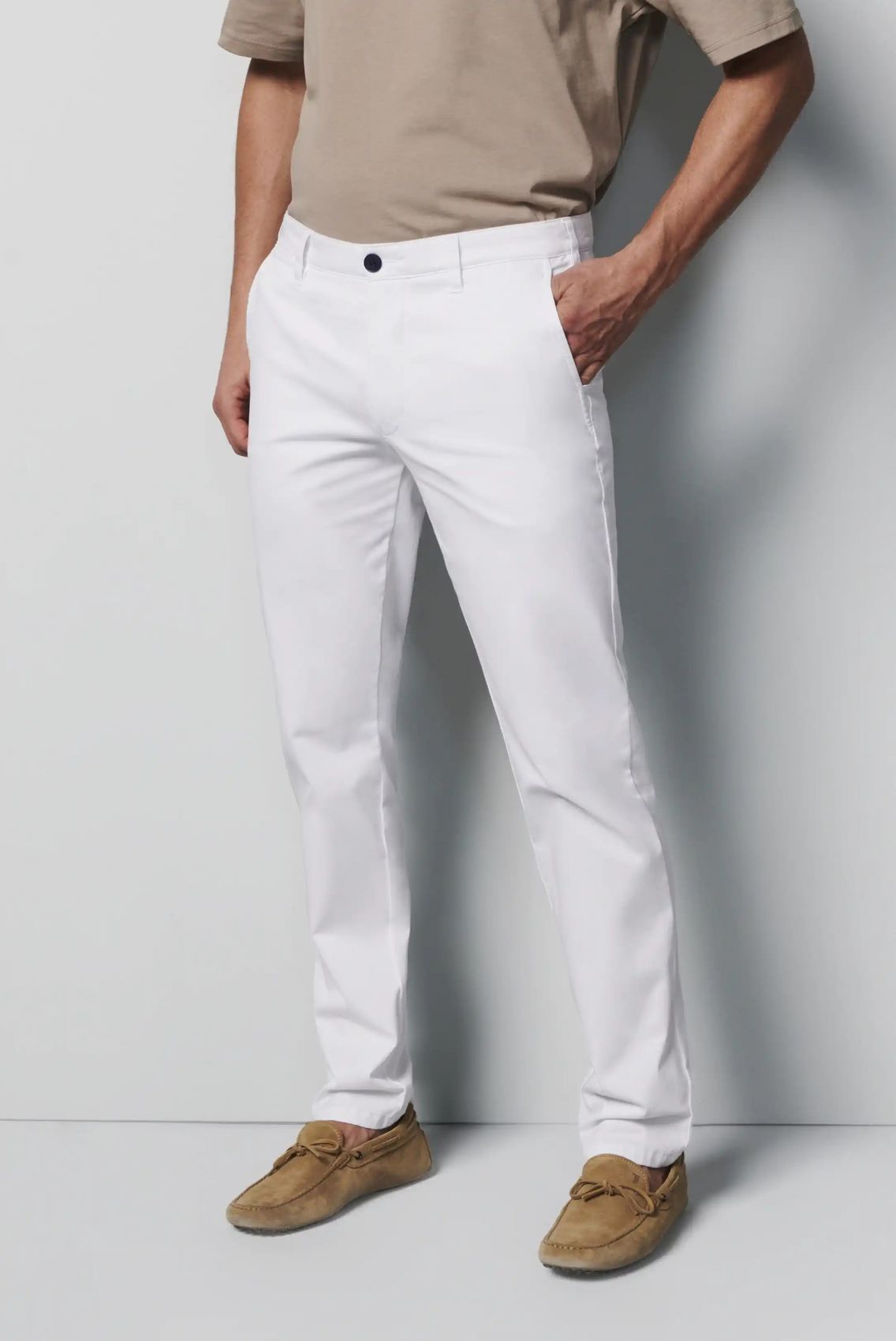 Meyer Pantalone regular fit bianco cotone bio stretch m5 by meyer