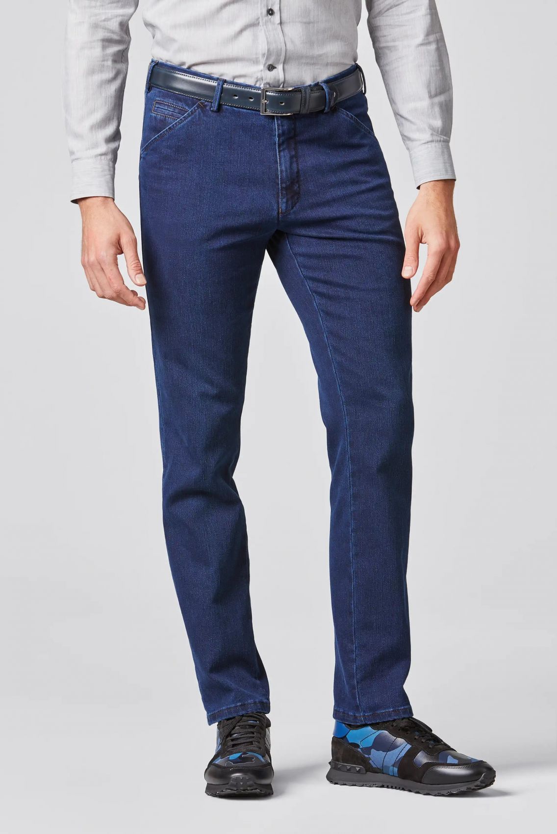 Meyer Jeans blu scuro meyer cotone e lana modern fit