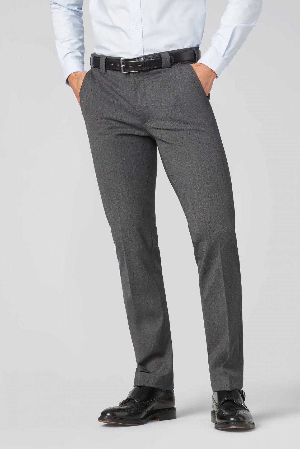 Meyer Pantalone meyer grigio medio in premium soft twill comfort fit