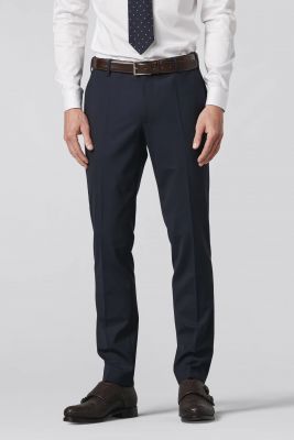 Meyer navy blue flax trousers tropical modern fit