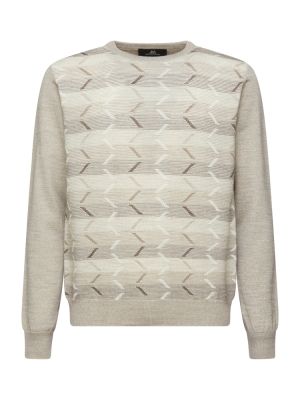 Montechiaro ecru crewneck with wool blend jacquard