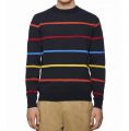 Blue crewneck sweater with water-repellent impulso stripes