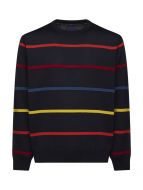 Blue crewneck sweater with water-repellent impulso stripes