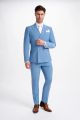 Light blue double-breasted suit cavani stretch wool