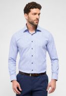 Camicia eterna a righe azzurro modern fit in cotone twill 