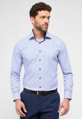 Camicia eterna a righe azzurro modern fit in cotone twill 