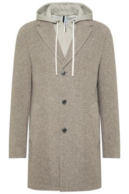 Cappotto beige digel con cappuccio staccabile slim fit