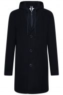 Cappotto blu digel con cappuccio staccabile slim fit